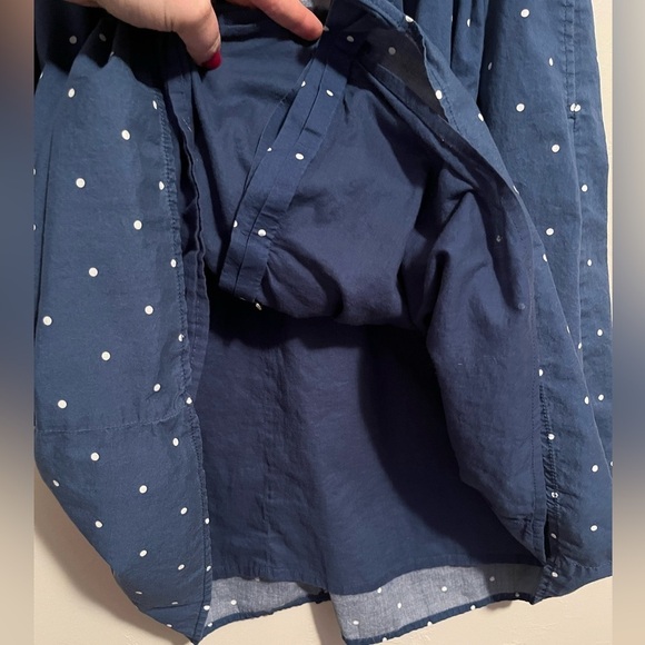 Lands End Blue and White Polka Dot Button-Front Midi Skirt - Picture 7 of 12